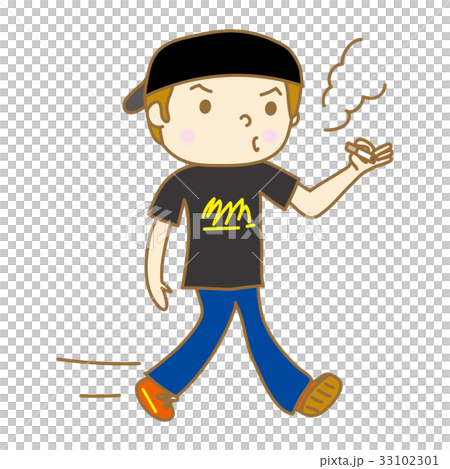 Men walking and smoking Men walking and smoking 33102301