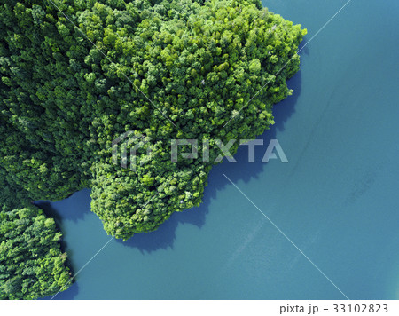 さっぽろ湖 空撮 真俯瞰 さっぽろ湖 空撮 真俯瞰 33102823