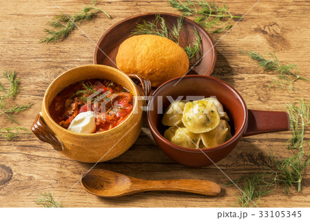 ロシア料理(ピロシキ/ペリメニ/ボルシチ)piroshki and Russian cuisine ロシア料理(ピロシキ/ペリメニ/ボルシチ)piroshki and Russian cuisine 33105345
