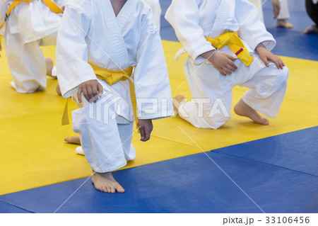 Children in kimono on martial arts training 33106456