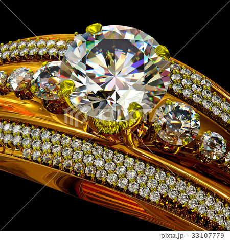 Engagement gold ring with jewelry gem. Engagement gold ring with jewelry gem. 33107779