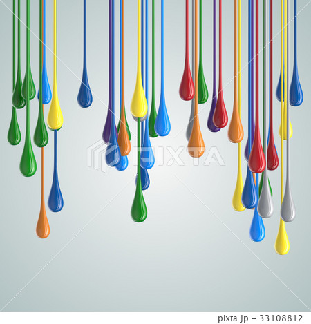 3D color glossy paint drop blobs 33108812