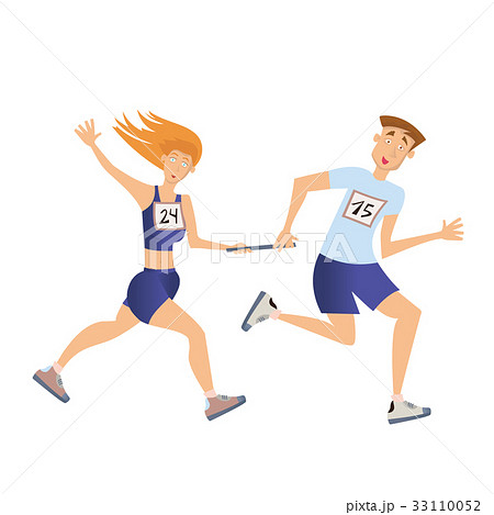 Relay race. Running man and woman. Vector Relay race. Running man and woman. Vector 33110052