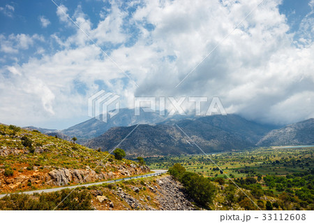 View of Lasithi Plateau on Crete island, Greece View of Lasithi Plateau on Crete island, Greece 33112608