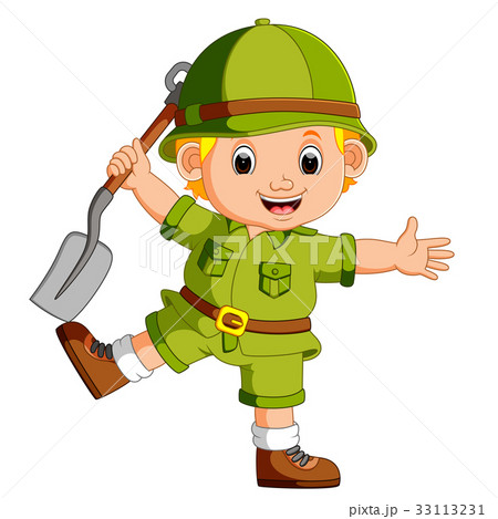 cute hiker holding shovel 33113231