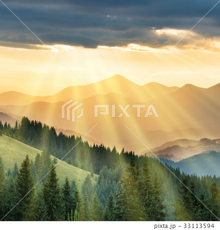 Mountains at sunset 33113594