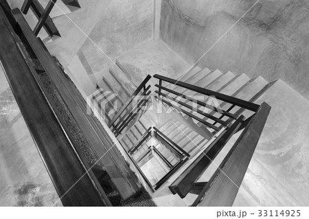 modern stairway with black steel handrail 33114925