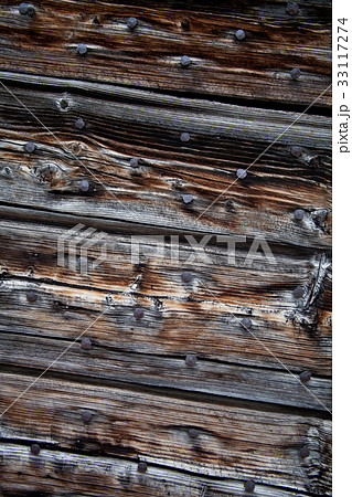 old, grunge wood panels with nails 33117274