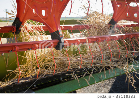 Close up  of  combine harvester header 33118333