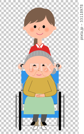 Elderly nursing staff on wheelchair - Stock Illustration [33118978] - PIXTA