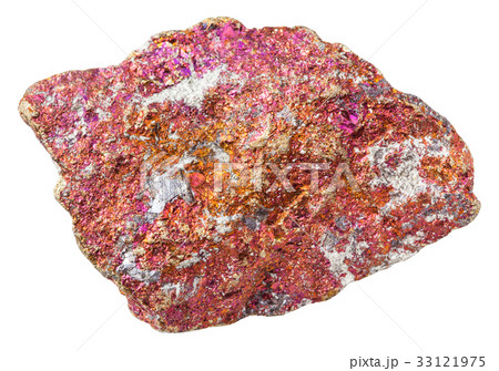 piece of red Chalcopyrite stone isolated 33121975