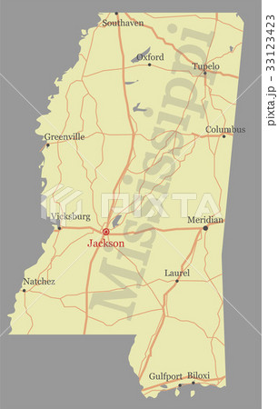 Mississippi accurate vector detailed State Map 33123423