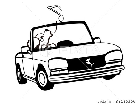 2018年年賀状素材 戌とオープンカー ぬり絵風 2018年年賀状素材 戌とオープンカー ぬり絵風 33125356