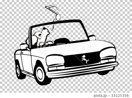 2018年年賀状素材 戌とオープンカー ぬり絵風 2018年年賀状素材 戌とオープンカー ぬり絵風 33125356