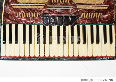 Details of an old accordion, closeup view 33126196