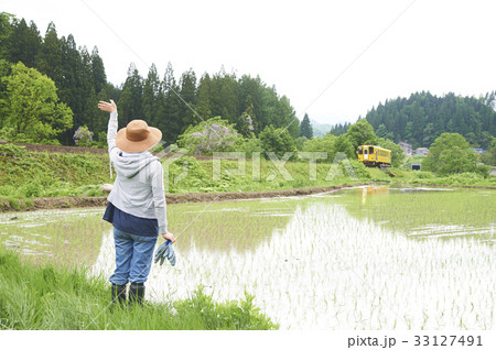 農業女子　田植え　休憩 33127491