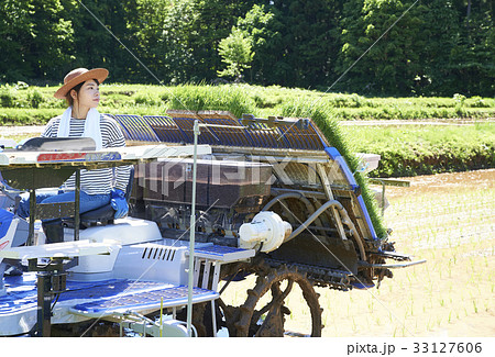 田植え機を運転する女性 33127606