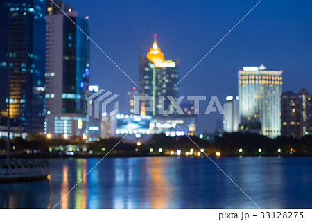 Beautiful night blurred bokeh city office building Beautiful night blurred bokeh city office building 33128275