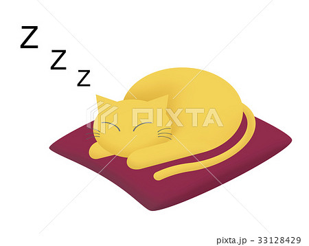 座布団の上で眠るネコ 33128429