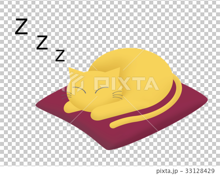 座布団の上で眠るネコ 33128429