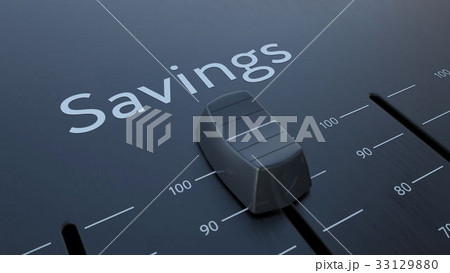 Sliding fader with savings inscription, macro Sliding fader with savings inscription, macro 33129880