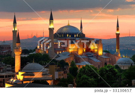 Hagia Sophia and sunset 33130657