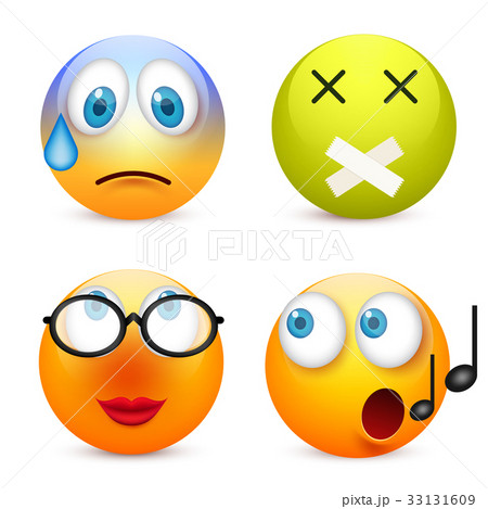 Smiley with blue eyes,emoticon set. Yellow face Smiley with blue eyes,emoticon set. Yellow face 33131609