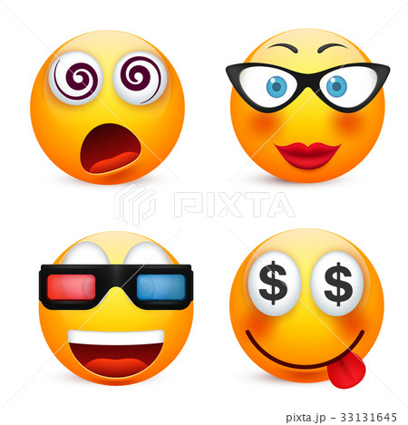 Smiley with blue eyes,emoticon set. Yellow face Smiley with blue eyes,emoticon set. Yellow face 33131645