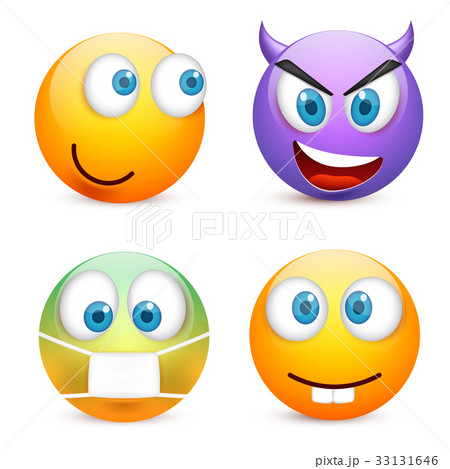 Smiley with blue eyes,emoticon set. Yellow face Smiley with blue eyes,emoticon set. Yellow face 33131646