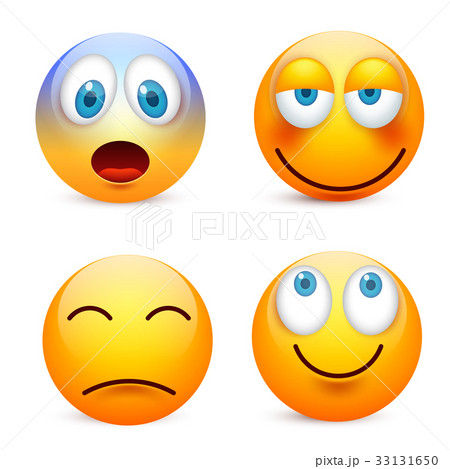 Smiley with blue eyes,emoticon set. Yellow face Smiley with blue eyes,emoticon set. Yellow face 33131650