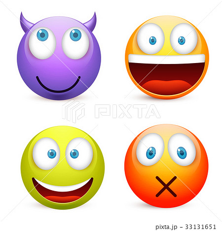 Smiley with blue eyes,emoticon set. Yellow face Smiley with blue eyes,emoticon set. Yellow face 33131651