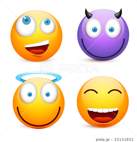 Smiley with blue eyes,emoticon set. Yellow face Smiley with blue eyes,emoticon set. Yellow face 33131652