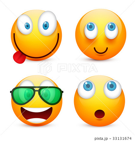 Smiley with blue eyes,emoticon set. Yellow face Smiley with blue eyes,emoticon set. Yellow face 33131674