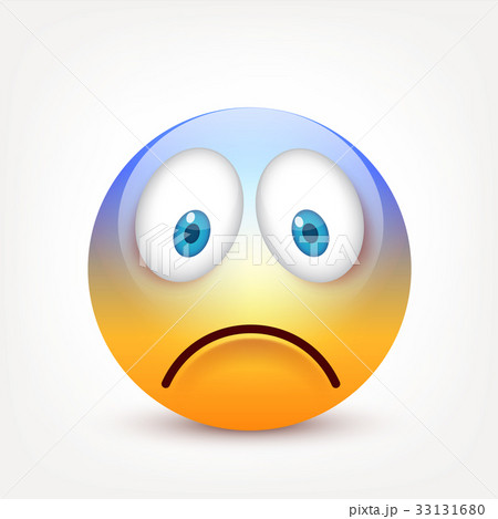 Smiley with blue eyes,emoticon. Yellow face with 33131680