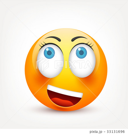 Smiley with blue eyes,emoticon. Yellow face with 33131696