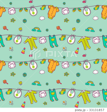 Seamless pattern with cute baby clothes. Seamless pattern with cute baby clothes. 33131857