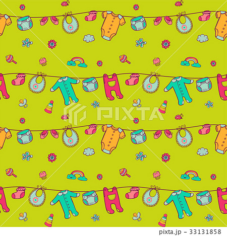Seamless pattern with cute baby clothes. Seamless pattern with cute baby clothes. 33131858