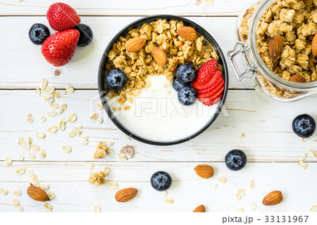 granola with yogurt, fresh berries, strawberry granola with yogurt, fresh berries, strawberry 33131967