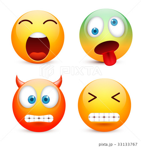 Smiley with blue eyes,emoticon set. Yellow face Smiley with blue eyes,emoticon set. Yellow face 33133767