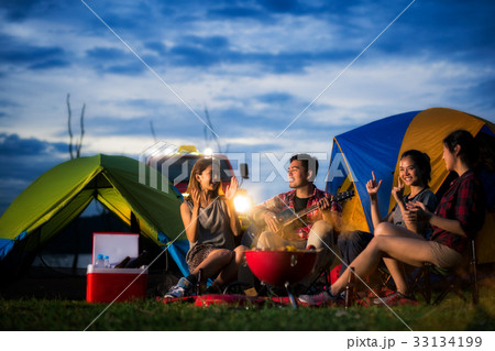 Camping of asian man and women group Camping of asian man and women group 33134199