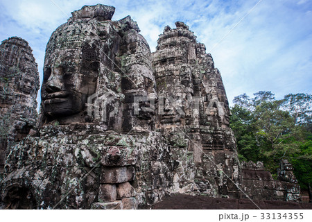 Bayon with smiling stone faces in Cambodia 33134355