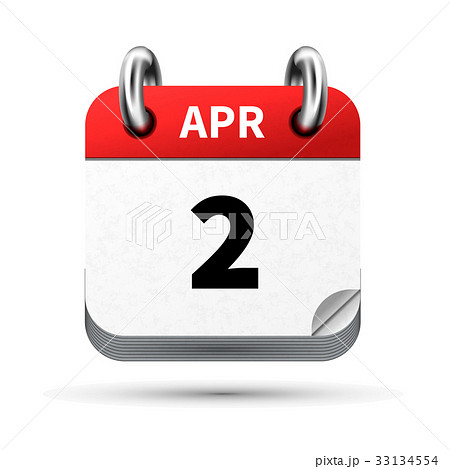 icon of calendar with 2 april date on white 33134554