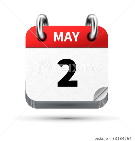 icon of calendar with 2 may date on white 33134564