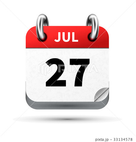icon of calendar with 27 july date on white 33134578