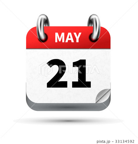 icon of calendar with 21 may date on white 33134592
