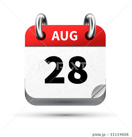 icon of calendar with 28 august date on white 33134606