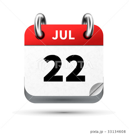 icon of calendar with 22 july date on white 33134608