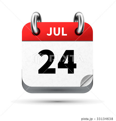 icon of calendar with 24 july date on white 33134638