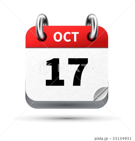 icon of calendar with 17 october date on white 33134931