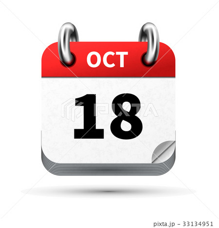 icon of calendar with 18 october date on white 33134951